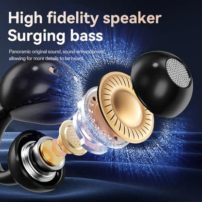 Open Clip Ear Earbuds, Wireless Clip On Headphones with Bluetooth 5.4 LCD Touch Screeen, Lightweight Design Open Ear Buds,IP7 Waterproof Sport Earphones for Running Workout