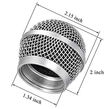 Replacement Ball Head Mesh Microphone Grille for Shure PG48 PG58 PGA48 PGA58 PGX2 BLX288 PG288 PGX24 Microphone - size: Silver Grille