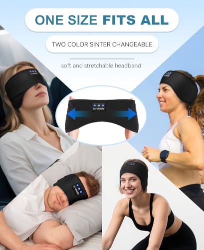 LC-dolida Sleep Headphones Bluetooth 5.4, Headband Headphones Earphones Wireless, Sleep Mask for Gifts,Workout,Jogging,Yoga(Ink) - color: Ink