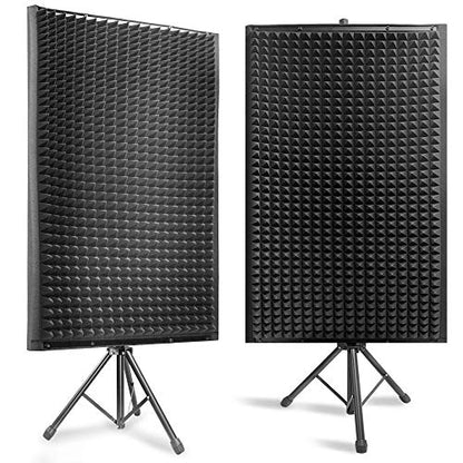 Pyle Sound Wall Panel Studio Foam-Acoustic Isolation Absorber Shield and Dampening Wedge with Height Adjustable, Includes Tripod Base Stand, 2 Pack PSIP24X2 - size: 2-Pack