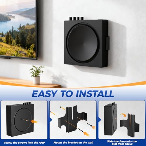 Wall Mount for Sonos Amp Wall Mount, Slim Steel Amp Mount Bracket, Hidden Design, Secure Hold for Sonos Amp Wireless Amplifier, Installation Behind TV/Wall/Desk/Ceiling, Black