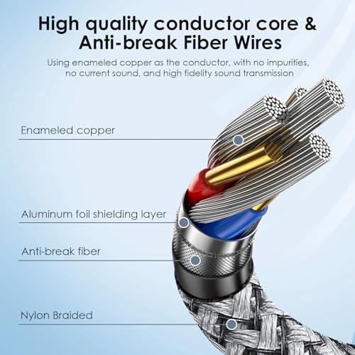 3.5mm Audio Aux Cable - 2 Pack 3ft Nylon Braided Hi-Fi Stereo Audio TRS Cable for Car Home Stereos, Headphones, Speakers, Laptops, Grey - color: Grey, size: 3 Feet