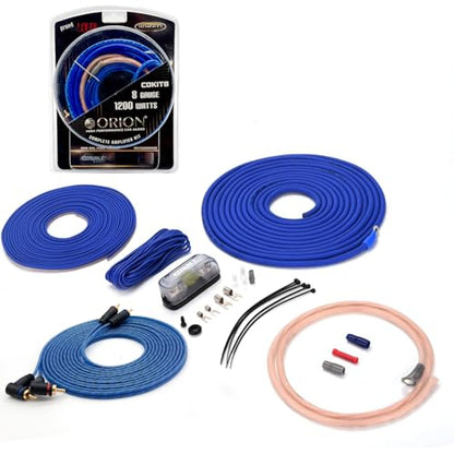 ORION Cobalt COKIT8 8-Gauge CCA Amp Wiring Kit, 100% American Wire Gauge (AWG) Standard, High Current Amplifier Install Kit with Fuse Holder, RCA Cable & Speaker Wire for Car Audio Systems - size: 8-Gauge