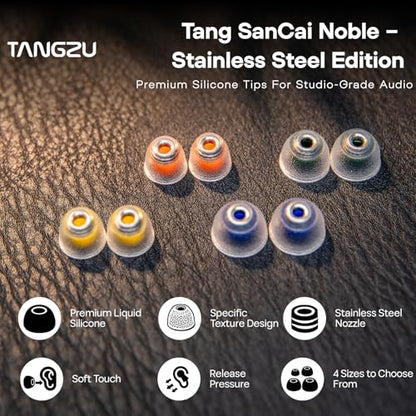 Linsoul Tangzu Tang Sancai Noble Earbud Tips,Stainless Steel IEM Ear Plugs