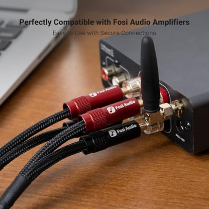 Fosi Audio Banana Plugs for Speaker Wire, 2 Pairs/4 PCS Gold-Colord Speaker Plugs with Brass Plating for Home Audio Stereo Amplifier/Receiver/Bookshelf/Passive Speaker