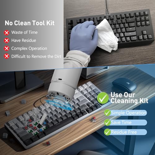 21-in-1 Keyboard Cleaning Kit with Mini Vacuum Cleaner Laptop Cleaning Kit Electronic Cleaner Brush Tool Kit Computer Keyboard Screen Cell Phone Cleaning Kit for Earbud PC Camera Cleaning Kit