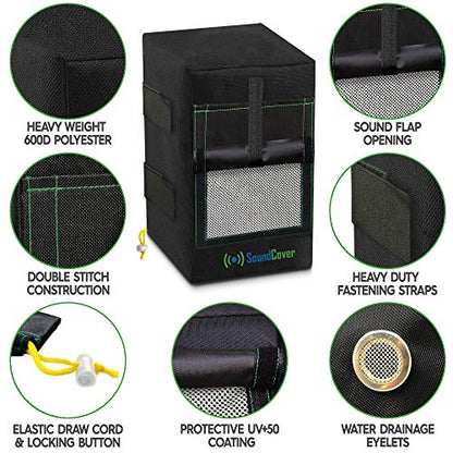Two Black Waterproof 600D Outdoor Speaker Covers for C-Bracket Mounted Speakers – Fits Klipsch AW-650, Polk Atrium 8 SDI, Definitive Technology AW 6500 (Max Dimensions: H 15" x W 9.45" x D 11") - size: Large