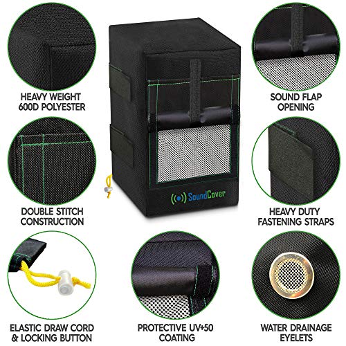 Two Black Waterproof 600D Outdoor Speaker Covers for C-Bracket Mounted Speakers – Fits Yamaha NS-AW294, Polk Atrium 6, Bose 251 (Max Dimensions: H 13.6" x W 7.9" x D 8.9") - size: Medium