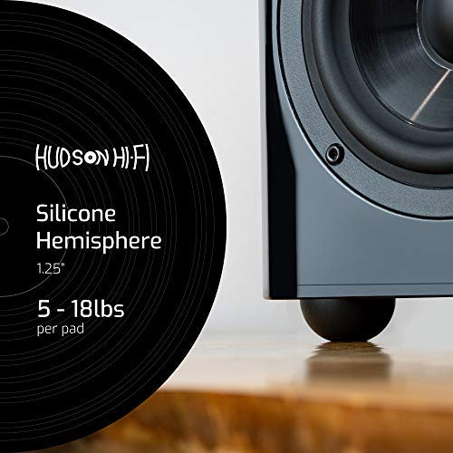 Hudson Hi-Fi Speaker Isolation Feet (4-Pack, 2") – Adhesive Silicone Anti-Vibration Pads for Speakers, Turntables, Subwoofers & Amplifiers, Supports 30-50 lbs Per Pad