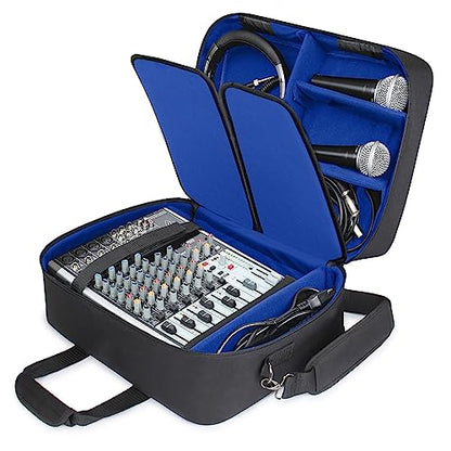 USA Gear DJ Mixer Travel Travel Bag Fits Yamaha MG10XU, MG06X, Mackie Mix8 8-Channel, Behringer Xenyx Q502USB, Adapters, Headphones, Laptops - Customer Interior, Water Resistant Exterior (Blue) - color: Blue