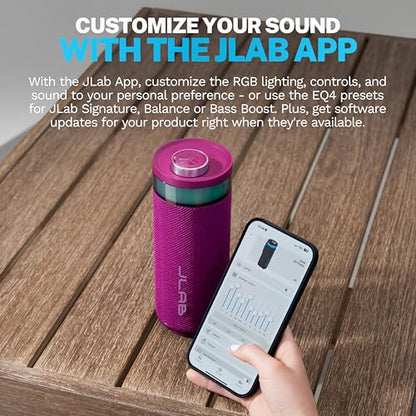 JLab, Go Party, Portable Bluetooth Speaker, Waterproof, RGB Lighting, LabSync, Mulberry - color: Mulberry