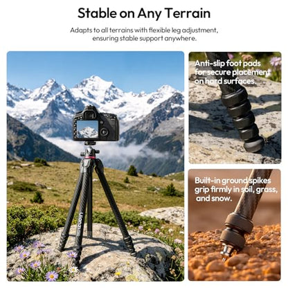 ULANZI TZ01 Carbon Fiber Tripod 64.2inch, 2-in-1 Detachable Center Column Mini Tripod, Camera Stand with 360° Ball Head, Uka Quick Release, 2.43lb Lightweight Travel Tripod for Camera/Phone