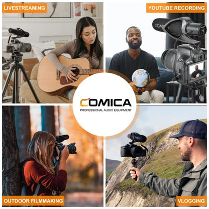 comica CVM-V30 Pro Camera Directional Condenser Microphone Shotgun Video Supercardioid Microphone for Canon Nikon Sony Panasonic DSLR Camera with 3.5 mm Jack (Black) - color: CVM-V30 PRO B