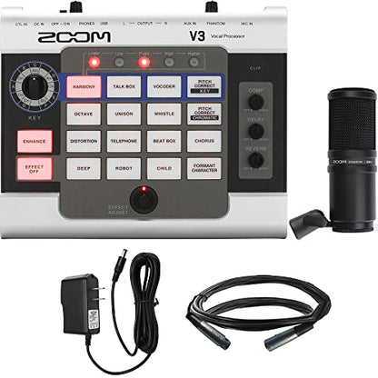Zoom V3 Vocal Processor + ZDM-1 Dynamic Microphone + Power Supply & Mic Cable