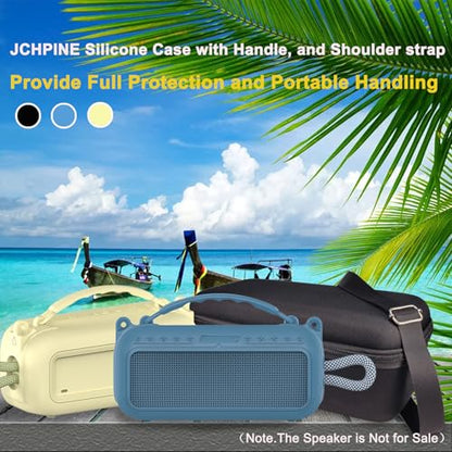 JCHPINE Silicone Cover and Carrying Case for Bose SoundLink Plus Speaker | Protective Cases with Handle and Shoulder Strap, Soft Silicone Cover and Hard Travel Case (Yellow) - color: Yellow Case