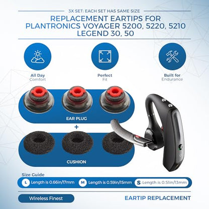 3X Comfort Eartips for Plantronics Voyager 5200 5220 Small - size: Small S