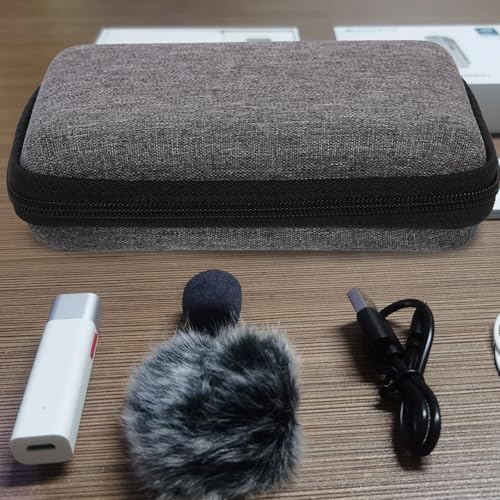 TEHAUX Portable Microphone Storage Bag and Charger Cable Organizer, Waterproof Electronic Product Pouch, Compact 13.8×9.8×3.8cm Case for Outdoor Travel and Audio Accessories