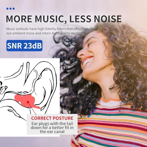 LYSIAN High Fidelity Concert Ear Plugs, 23dB, 2 Pairs with Case, Aqua | Reusable soft musician earplugs for concerts, festivals & raves; 23dB noise reduction, 2 pairs with aluminum case - color: Aqua