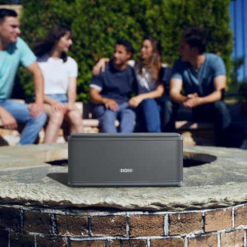 DOSS SoundBox Touch Wireless Bluetooth Speaker-12W HD Sound with Rich Bass | Portable & Small Design, IPX5 Waterproof, 20H Playtime, Handsfree, House, Office Desktop, Bedroom, Indoor Use, Gray - color: Gray