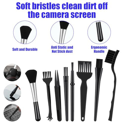 8 Pcs Mini Keyboard Cleaning Brushes Kit, Anti Static Electronic Dust Cleaning Brushes with PP Handle and Nylon Bristles, Keyboards Cleanings Brush for Computer Keyboard and Small Spaces