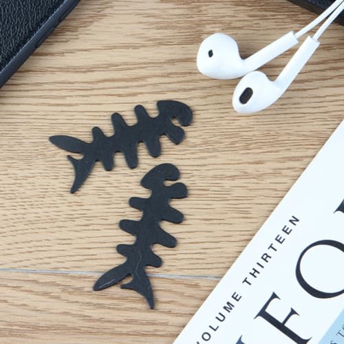 Artibetter 200pcs Fish Bone Cable Winder Silicone Earphone Line Organizer Creative Cable Storage for Home Design Random Colors