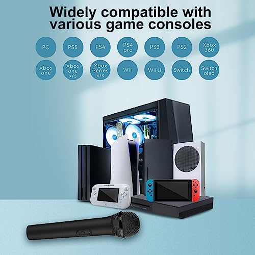 USB Wireless Microphones UHF Metal Handheld Dynamic Mic with USB Receiver for PC Computer, Laptop,Gaming, Singing Practice, Compatible with Xbox Series X/S, PS5, Switch OLED, NS Switch, Wii