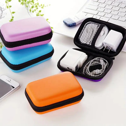 Portable Data Cable Storage Case, Rectangular Earphone Bag, Key Packaging, Coin Pouch, Change Storage Bag(black) - color: black
