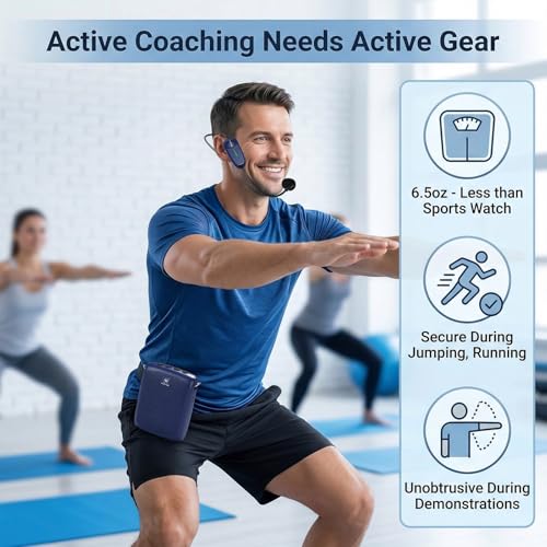 WinBridge Voice Amplifier with Bluetooth Headset Mic, Portable PA System | 15W Portable Speaker with Microphone for Teachers, Auto-Pair, 12–15H Battery, Lightweight,USB/BT Playback, Mute WB002 Blue - color: Blue