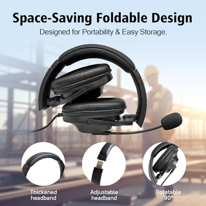 Two Way Radio Over Head Earmuff with PTT Boom Mic VOX Earpiece for Motorola Mag One BPR40 CLS1110 CLS1410 CP185 CP200 CP200D DLR1020 DLR1060 DTR650 DTR700 RDM2070D RDU4100 Radios