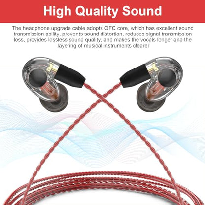 MMCX Cable with Mic Compatible with Shure SE215, SE215 Pro, SE315, SE425, SE535, SE846, AONIC 4, AONIC 5 Earphones for Calls, Voice Prompts, Volume/Playback Control on Apple & Android