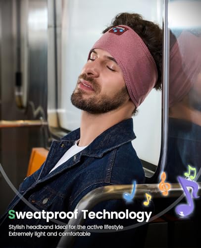 Perytong Sleep Headphones Wireless, Bluetooth Sports Headband Headphones with Ultra-Thin HD Stereo Speakers Perfect for Sleeping,Workout,Jogging,Yoga,Insomnia, Air Travel, Meditation (Brick-Red) - color: Brick Red