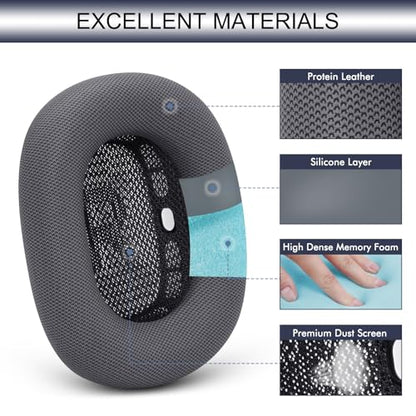 GEVO Upgraded Ear Cushions Replacement Earpads for AirPods Max 1 & 2 Headphones, Protein Leather Ear Pads Cover with Memory Foam and Magnet for AirPods Max 1 & 2 (Midnight) - color: Midnight