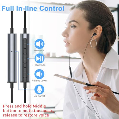 USB Earbuds with Microphone for PC Laptop,Wired USBA Headset,Black | in Ear Buds Noise Isolating Light Laptop Earphones,Headphones with Mic for Dell HP Computer PC Office Zoom Work Gaming School - color: Black
