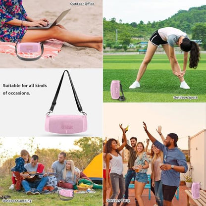 Silicone Case Cover for JBL Charge 5 Portable Bluetooth Speaker | Travel Gel Soft Skin,Waterproof Rubber Carrying Pouch with Strap (Pink) - color: Pink