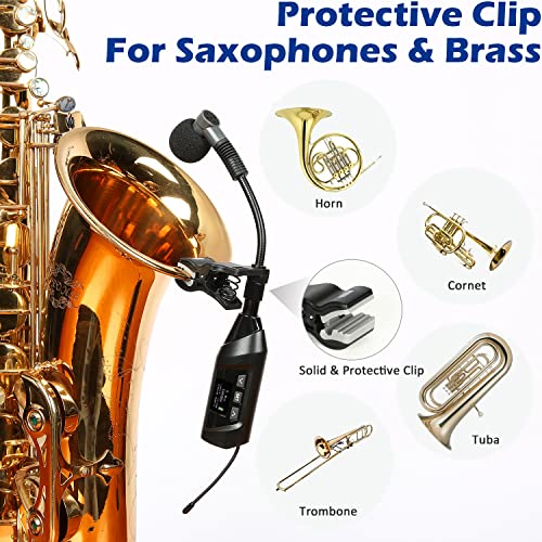 SGPRO TR15 Wireless Clip-On Saxophone Microphone System | For sax and trumpet, Preset EQ and echo, 196 ft range, Rechargeable, 4.5-hour runtime, Solo vocals and band performances - color: TR-15 | Portable Single Set