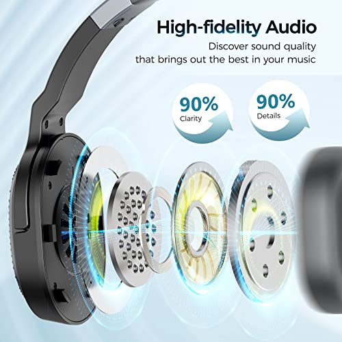 COSMUSIS Trucker Bluetooth Headset, Wireless Headset with Mic for Work | Trucker Headset with Noise Cancelling Headphones, Long Battery Life Bluetooth Headphones with Detachable Earpad for Driving - color: Black