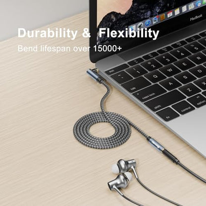 3.5mm Headphone Extension Cord 12ft,3.5mm Male to Female Stereo Audio Extension Cable/90 Degree Right Angle Aux Cable for Smartphones, Tablets, Media Players - size: 12 ft