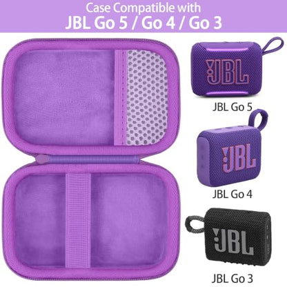 for JBL Go 5/4/3 Ultra Portable Speaker Hard Travel Case, Purple | Protective Storage Bag with Mesh Pocket & Hand Strap, Shockproof EVA Carrying Box, Soft Lining - color: Purple Case