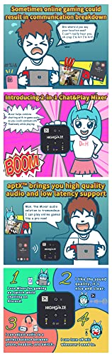 Bluetooth Chat & Play Audio Mixer Accessory for Switch 2 Game Streaming with Smartphone & PS4 PS5 or Xbox, Discord, Voice call to Headset with aptX Audio, Adjust Game Volume Balance
