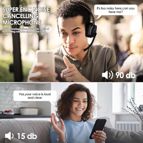 Sindoo JH-101 On-Ear Trucker Bluetooth Headset (AI Noise Cancelling) Microphone, Lightweight,Wireless Headset for Work PC/Computer/Laptop/Work from Home/Office/Call Center/Teams/Zoom/Truckr