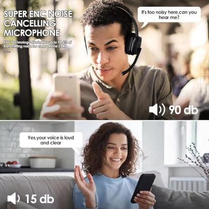 Sindoo JH-101 On-Ear Trucker Bluetooth Headset (AI Noise Cancelling) Microphone, Lightweight,Wireless Headset for Work PC/Computer/Laptop/Work from Home/Office/Call Center/Teams/Zoom/Truckr