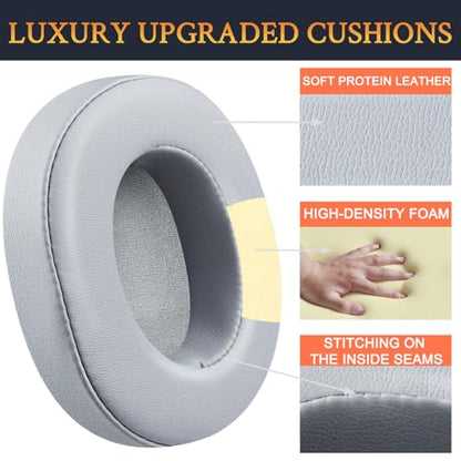 SOULWIT Replacement Earpads for Skullcandy Hesh 3/ANC/Evo & Crusher Wireless/540/ANC/Evo & Venue ANC Over-Ear Headphones, Ear Pads Cushions with Protein Leather, Noise Isolation Foam - Grey - color: Grey