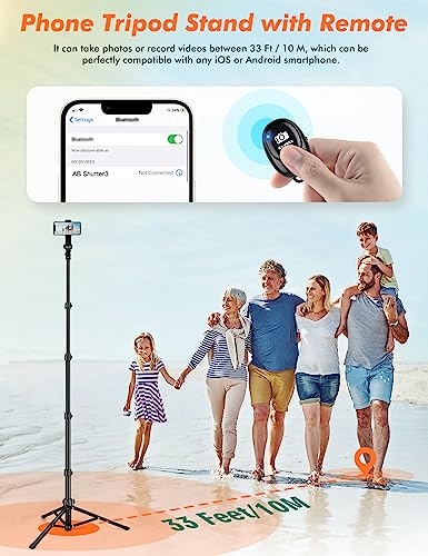71" Tripod for iPhone, Phone Tripod Selfie Stick with Remote | Cell Phone Stand & Tall Travel Tripod for Recording Video Selfie Photo, Compatible with iPhone 17 16 15 14 Pro Max 13 Android - size: 71 Inch