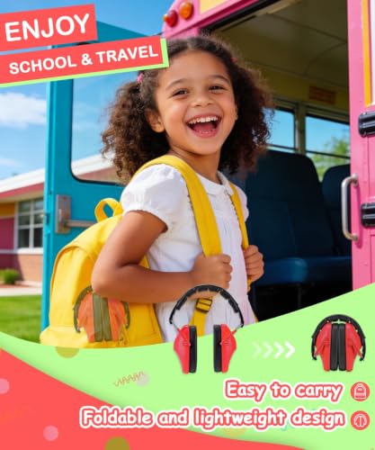 ZOHAN 032 Kids Noise Cancelling Headphones - 25dB NRR Kids Ear Protection, Hearing Protection Safety Ear Muffs for School Monster Truck Fireworks Traveling Studying Concerts Autism - Red - color: Red