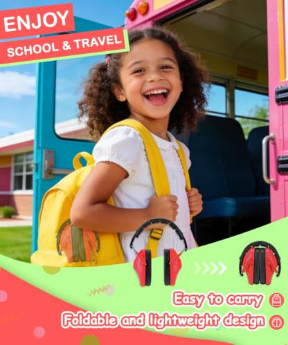 ZOHAN 032 Kids Noise Cancelling Headphones - 25dB NRR Kids Ear Protection, Hearing Protection Safety Ear Muffs for School Monster Truck Fireworks Traveling Studying Concerts Autism - Red - color: Red