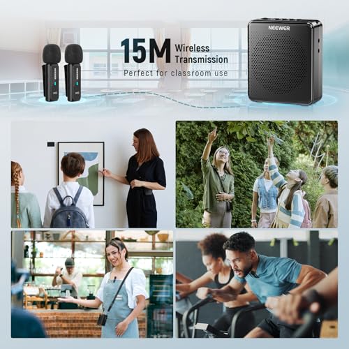 NEEWER VA02 Voice Amplifier with Wireless Microphone, Portable Mini USB C Rechargeable Noise Cancelling Sound Speaker Megaphone & Mic Set, 10Hrs, 15m Range for Classroom Teachers Trainers Tour Guides