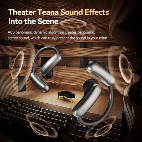 OceanSounds Open Ear Headphones with Swappable Battery, Bluetooth 5.4 Wireless Ear Hook Headphones, Secure Fit for Running, Workout, Cycling and Outdoor Activities - color: Black