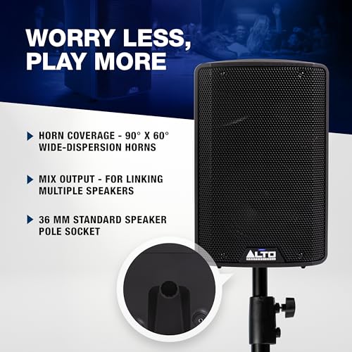 Alto TX410 350W 10" Powered PA Speaker | TWS Bluetooth, 2-Channel Mixer, and Monitor Mode for Bands, DJs, Rehearsals, and Venues - size: 10" PA Speaker