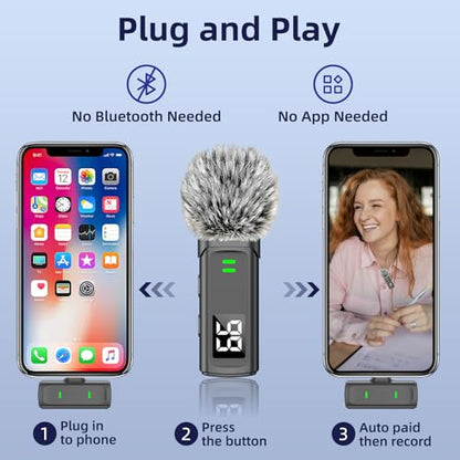NPTCL Wireless Lavalier Mini Microphone for iPhone Video Recording