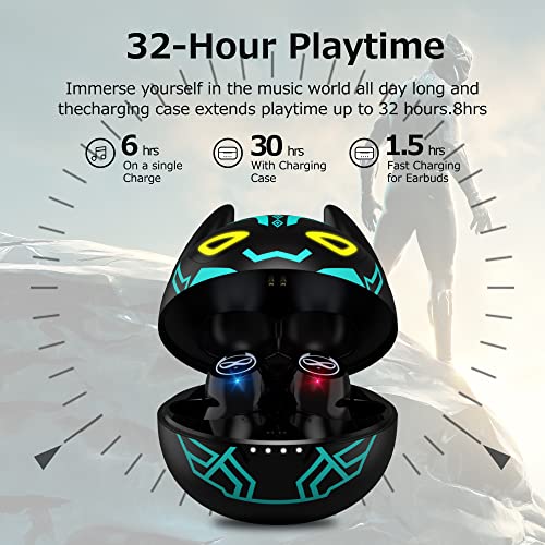 Kids Wireless Earbuds for Small Ears, Touch Control Headset in-Ear Wireless Headphones, Bluetooth 5.3 Noise Reduction Earphones with Blinking Eyes Charging Case - color: B87